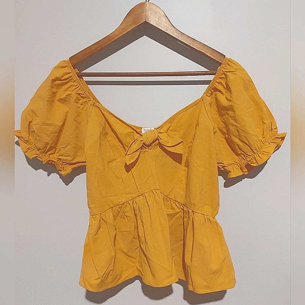 Sienna Sky Custard Crop Top with Peplum Flare